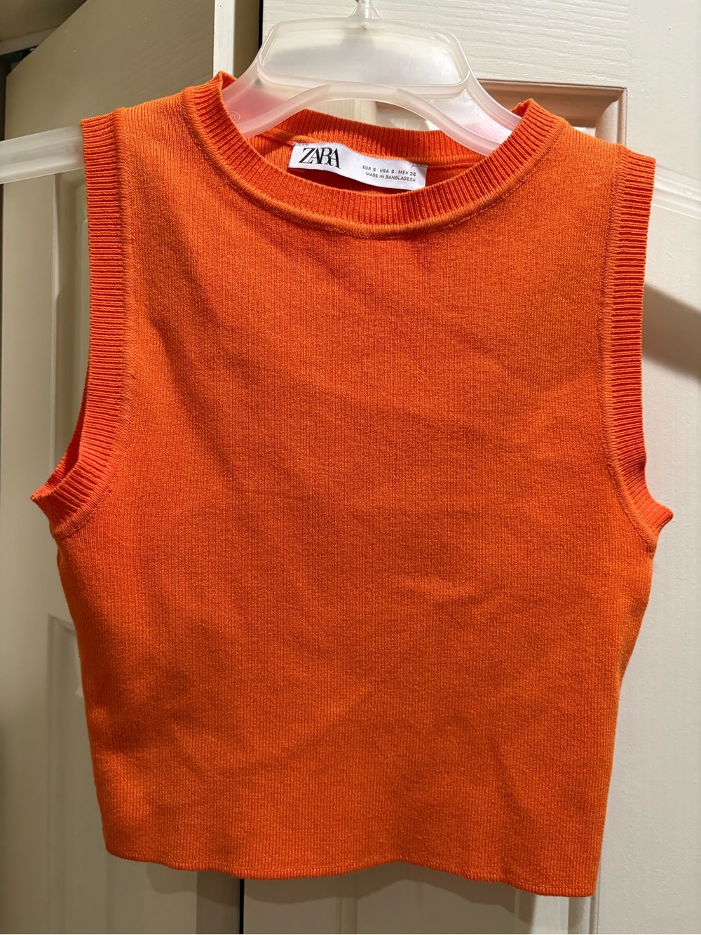 ZARA Bright Orange Ribbed Sleeveless Tank